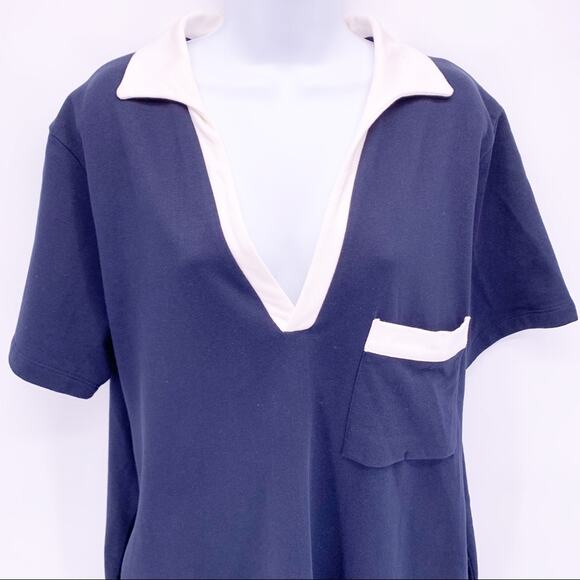 Sibel Saral Blue Cotton Collared V-Neck Dress XS - Picture 2 of 6